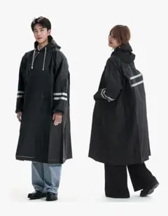 新品・未使用 レインコート カッパ ブラック ロング ポンチョ Lサイズ