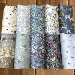 リバティ　カットクロス　はぎれ【ブルー・グレー系】