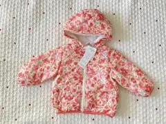 タグつき キルティングジャケット フードつきパーカー 裏起毛 80