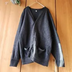 ☘️【ユニクロ】メンズ ウール カーディガン ダークグレー オフィス