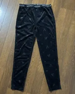 Disney ミッキーマウス ベロア レギンス ブラック