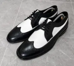 美品 本革 ウイングチップ 白黒 革靴 ロカビリー 矢沢永吉 27㎝ 27.5㎝のサムネイル