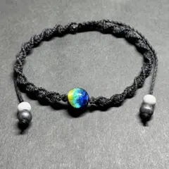 MB29 ホタルガラス とんぼ玉 マクラメ ミサンガ ブレス 蓄光 ケラママリン