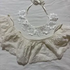 美品 ベビー つけ襟 2点セット ホワイト oatmeal 韓国子供服