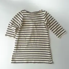 無印良品 ボーダー柄 七分袖ワンピース110