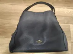COACH ネイビー レザー ショルダーバッグ　ハンドバッグ