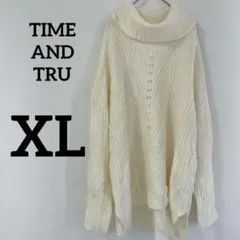 TIME AND TRU【XL】アイボリー ニットセーター ハイネック　長袖