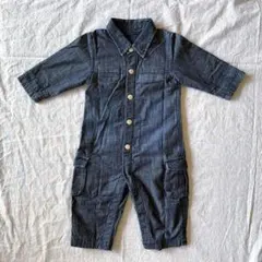 ベビーキッズ　95 無地デニムロンパース　オーバーオール　サロペット
