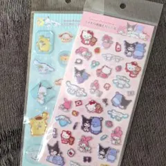 サンリオすりガラス風、ラメ入り樹脂もりシール2点セット