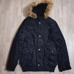 00’s DIESEL black corduroy fur military