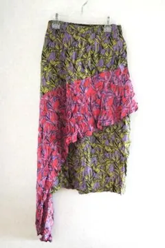 スカート　アシンメトリー　フリル　フレア　ロング