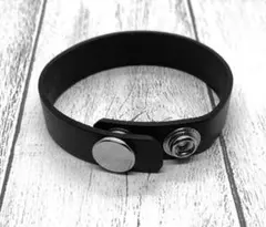 本革 レザー ステンレス ブレスレット ボタン