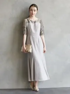 AIMER パーティードレス お呼ばれ グレー Mジャケット付き