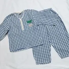 P.Velle 水色と白のチェック パジャマ上下セットサイズ100