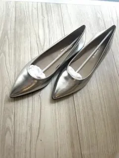 【新品】CORSO ROMA 9 ポインテッドトゥ フラットパンプス シルバーのサムネイル