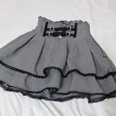 リズリサ 2連リボンベルトスカパン チェックグレー