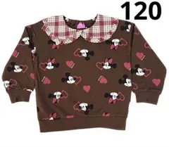 新品　キャラクター♡ミッキー&ミニー襟付きトレーナーハート総柄120cm