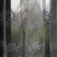 ホワイト花柄レースカーテン