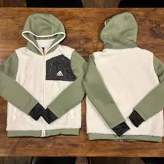 adidas フリースジャケット 140cm オリーブグリーン　２点セット