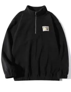 ブラック ハーフジップ フリース トレーナー