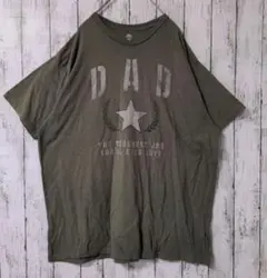 アメリカ古着ビッグロゴプリント半袖Tシャツミリタリー風カーキ2XL.