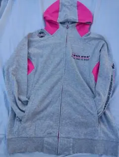 ATHLETA　グレーとピンクのフルジップパーカー　O