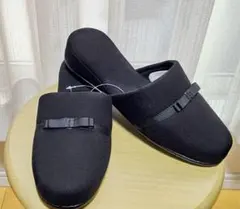 【新着】フォーマルスリッパ ヒール２㎝黒 受験 卒業式 入学式 学校説明会