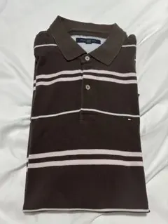 TOMY HILFIGER ポロシャツ XXL トミー ブラウン ピンクボーダー
