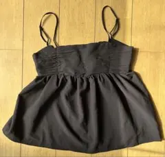 黒いフレアビスチェ キャミソール 重ね着 レイヤード 体型カバー フリーサイズ