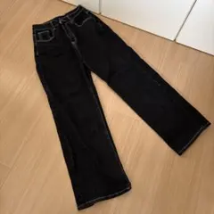 DAZY ブラック ワイドレッグデニムパンツ M