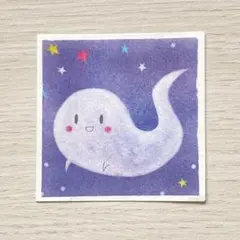 手描きパステルアート☆星空に浮かぶおばけ（原画・8cm角）
