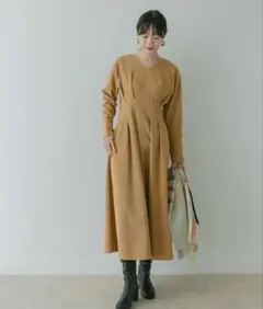kbfプラス　ウエストタックステッチフレアワンピース 数回着用しています