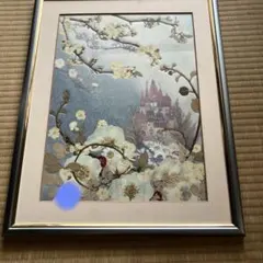 鳥 花細工 額装 アート 貝細工 立体工芸 和風インテリア 壁掛け - メルカリ