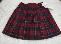 【タグ付き新品】ディノス・セシール 赤チェック プリーツスカートL ウエストゴムのサムネイル