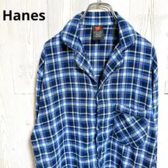 90s〜00s Hanes ヘインズ　開襟　チェック柄　パジャマシャツ