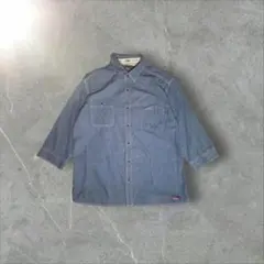 Dickies 半袖デニムシャツ　アメカジ　カジュアル　ライトブルー　体型カバー