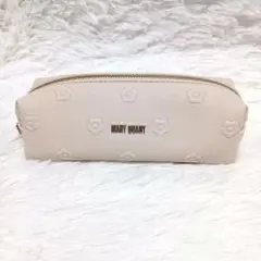 MARY QUANT 花柄エンボス 筆箱 ベージュ