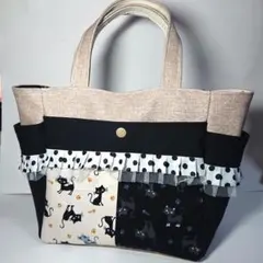 トートバッグ☆黒白☆猫柄