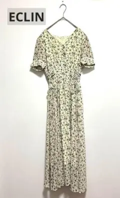 【美品】エクラン ECLIN ワンピース ロング マキシ 花柄 オフホワイトのサムネイル