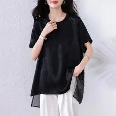 Tシャツ オーバーサイズ シンプル おしゃれ度高め 着痩せ 切り替 無地