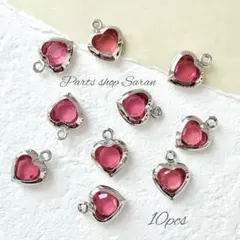 mini miniハートのチャーム ピンク 10個 No.189