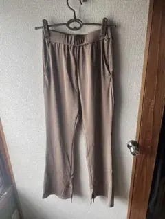 ブラウン フレアパンツ サイドポケット