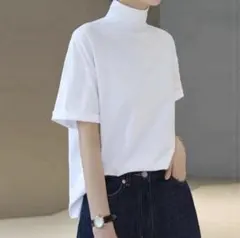 レディース　ホワイト タートルネック Tシャツ XL
