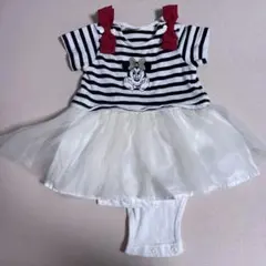 【petit main】【Disney】ボーダーロンパース　70cm　アイボリー