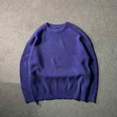 OLD GAP XL相当 クルーネック ニット セーター 紫 パープル 畦編み