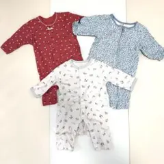 花柄ロンパース カバーオール 3点セット まとめ売り 女の子 春服 保育園