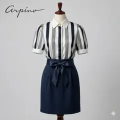 昭和レトロ セットアップ ストライプ 金ボタン 80s 90s 古着女子 紺 M