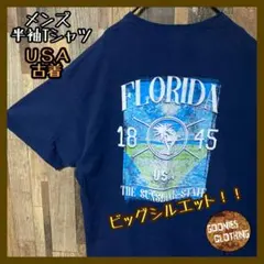 ネイビー XL ビッグシルエット プリント メンズ USA古着 半袖 Tシャツ
