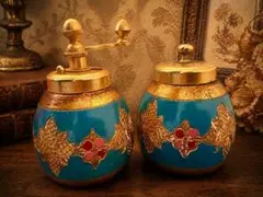 【高級】インド カシミール パピエ・マシェ 花瓶　真鍮　紙漆細工　アンティーク 高級】インド カシミール パピエ・マシェ 花瓶 真鍮 紙漆細工