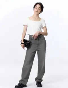 ハイライズストレートジーンズ Mサイズ グレー